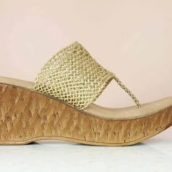 Inc.5 SALE WOVEN THONG-GOLD