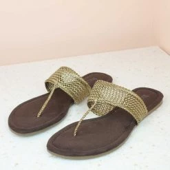 Inc.5 FLAT WOVEN THONG-ANT GOLD