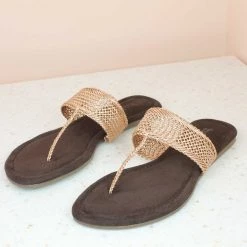Inc.5 FLAT WOVEN THONG-ROSE GOLD