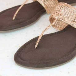 Inc.5 FLAT WOVEN THONG-ROSE GOLD