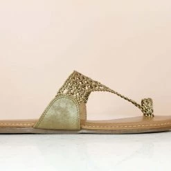 Inc.5 WOVEN TOE THONG - ANT GOLD