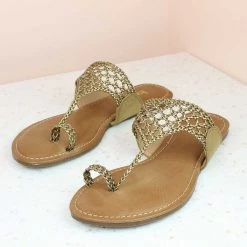 Inc.5 WOVEN TOE THONG - ANT GOLD