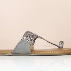 Inc.5 WOVEN TOE THONG-G.METAL