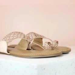 Inc.5 SALE WOVEN TOE THONG - ROSE GOLD