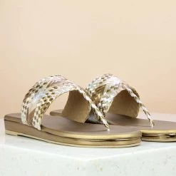 Inc.5 WOVEN FLAT THONG - ANTIQUE GOLD