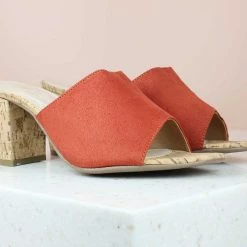 Inc.5 BLOCK HEEL MULES-RED SALE