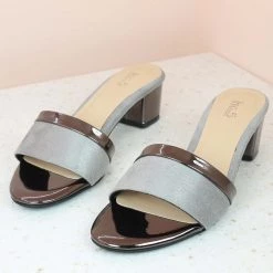 Inc.5 BLOCK HEEL MULE - G.METAL