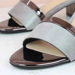 Inc.5 BLOCK HEEL MULE - G.METAL