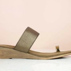 Inc.5 Casual ELASTIC STRAP PU THONG-ANTIQUE GOLD