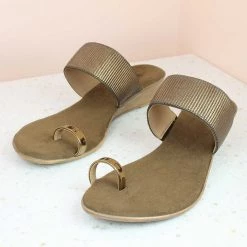 Inc.5 Casual ELASTIC STRAP PU THONG-ANTIQUE GOLD