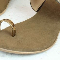 Inc.5 Casual ELASTIC STRAP PU THONG-ANTIQUE GOLD