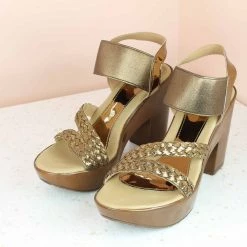Inc.5 WOVEN PARTY PU HEELS-ANT GOLD