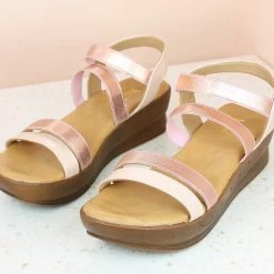 Inc.5 ELASTIC STRAP SANDAL-ROSE GOLD SALE