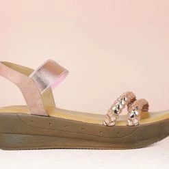 Inc.5 SALE WOVEN PLATFORM CASUAL SANDAL-PEACH