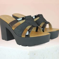 Inc.5 BLOCK HEEL PLATFORM MULE-BLACK SALE