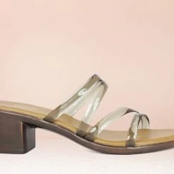 Inc.5 TRANSLUCENT STRAP MULE-BLACK