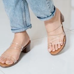 Inc.5 TRANSLUCENT STRAP MULE-WHITE SALE