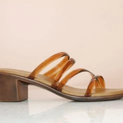Inc.5 TRANSLUCENT STRAP MULE-TAN SALE