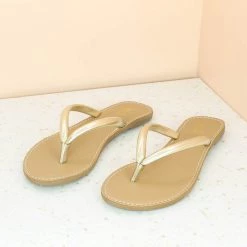Inc.5 FLAT CASUAL THONG-GOLD WOMEN