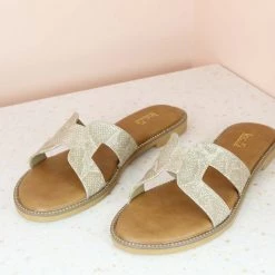 Inc.5 SNAKY FLAT MULE-BEIGE