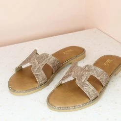 Inc.5 SALE SNAKY FLAT MULE-BROWN