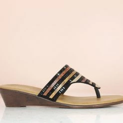 Inc.5 SALE DIAMOND CASUALWEDGE THONG-BLACK