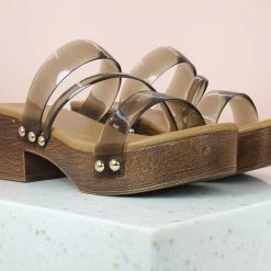 Inc.5 TRANSPARENT STRAP PU MULE-BLACK Casual