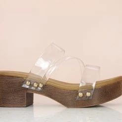 Inc.5 TRANSPARENT STRAP PU MULE-WHITE