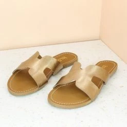 Inc.5 FLAT CASUAL MULE-ANT GOLD