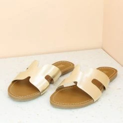 Inc.5 FLAT CASUAL MULE-LIGHT GOLD SALE