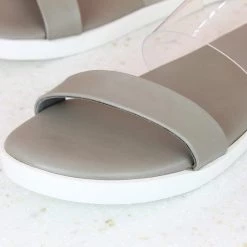 Inc.5 SALE TRANSPARENT STRAP FLAT MULE-DARK BEIGE