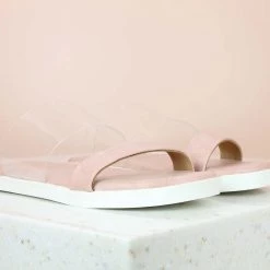 Inc.5 SALE TRANSPARENT STRAP FLAT MULE-PEACH