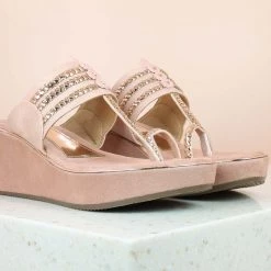 Inc.5 SALE SUEDE PLATFORM KOLHAPURI-PEACH