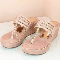 Inc.5 SALE SUEDE PLATFORM KOLHAPURI-PEACH