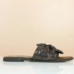 Inc.5 SALE KNOTTED FLAT CASUAL MULE-ANT GOLD