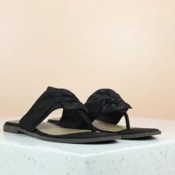 Inc.5 KNOTTED FLAT CASUAL MULE-BLACK SALE