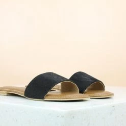 Inc.5 PRINTED FLAT MULE-BLACK