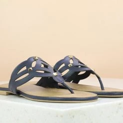 Inc.5 CUTWORK FLAT THONG - NAVY BLUE SALE