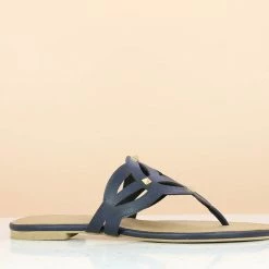 Inc.5 CUTWORK FLAT THONG - NAVY BLUE SALE 8 Inc.5 CUTWORK FLAT THONG - NAVY BLUE SALE