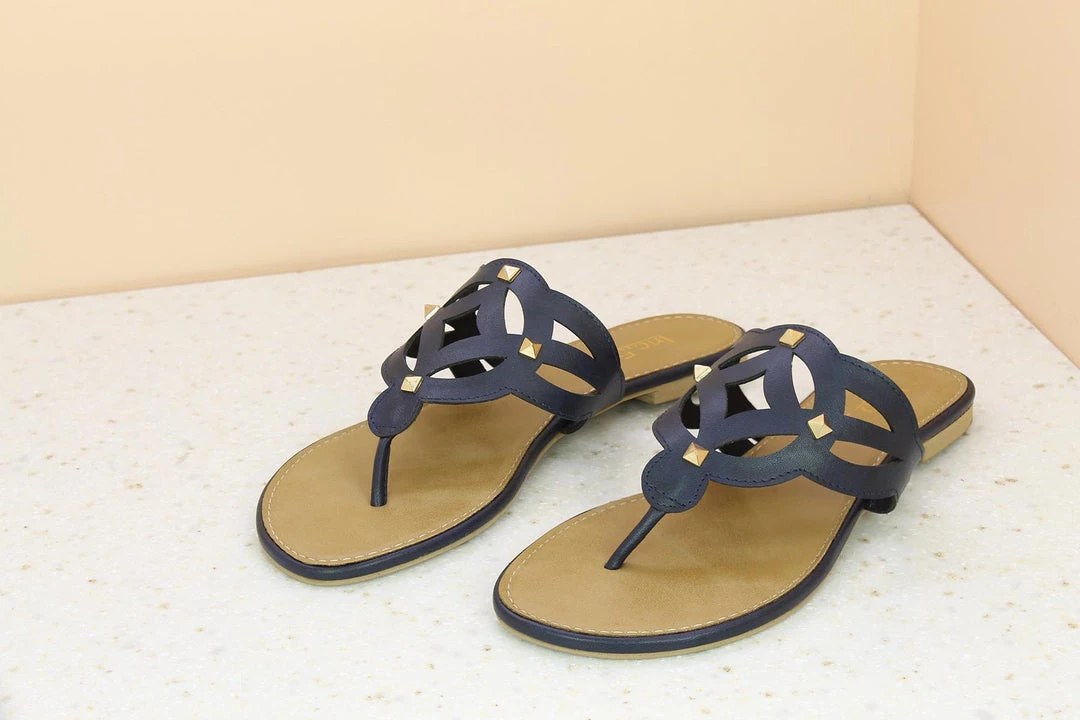 Inc.5 CUTWORK FLAT THONG - NAVY BLUE SALE 6 Inc.5 CUTWORK FLAT THONG - NAVY BLUE SALE