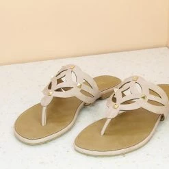 Inc.5 CUTWORK FLAT THONG - PEACH