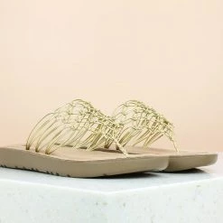 Inc.5 SALE WOVEN FLAT PARTY THONG-GOLD