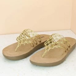 Inc.5 SALE WOVEN FLAT PARTY THONG-GOLD