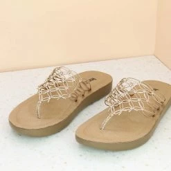 Inc.5 WOVEN FLAT PARTY THONG-ROSE GOLD SALE