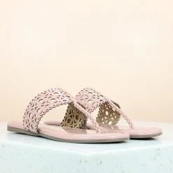 Inc.5 CUTWORK FLAT THONG-PEACH