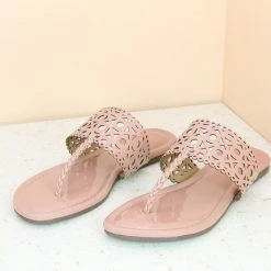 Inc.5 CUTWORK FLAT THONG-PEACH