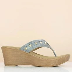 Inc.5 PLATFORM PU THONG-GUN METAL