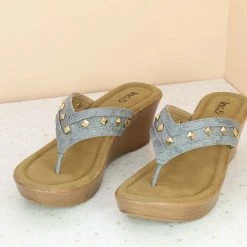 Inc.5 PLATFORM PU THONG-GUN METAL