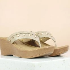 Inc.5 PLATFORM PU THONG-ROSE GOLD SALE