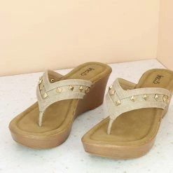 Inc.5 PLATFORM PU THONG-ROSE GOLD SALE